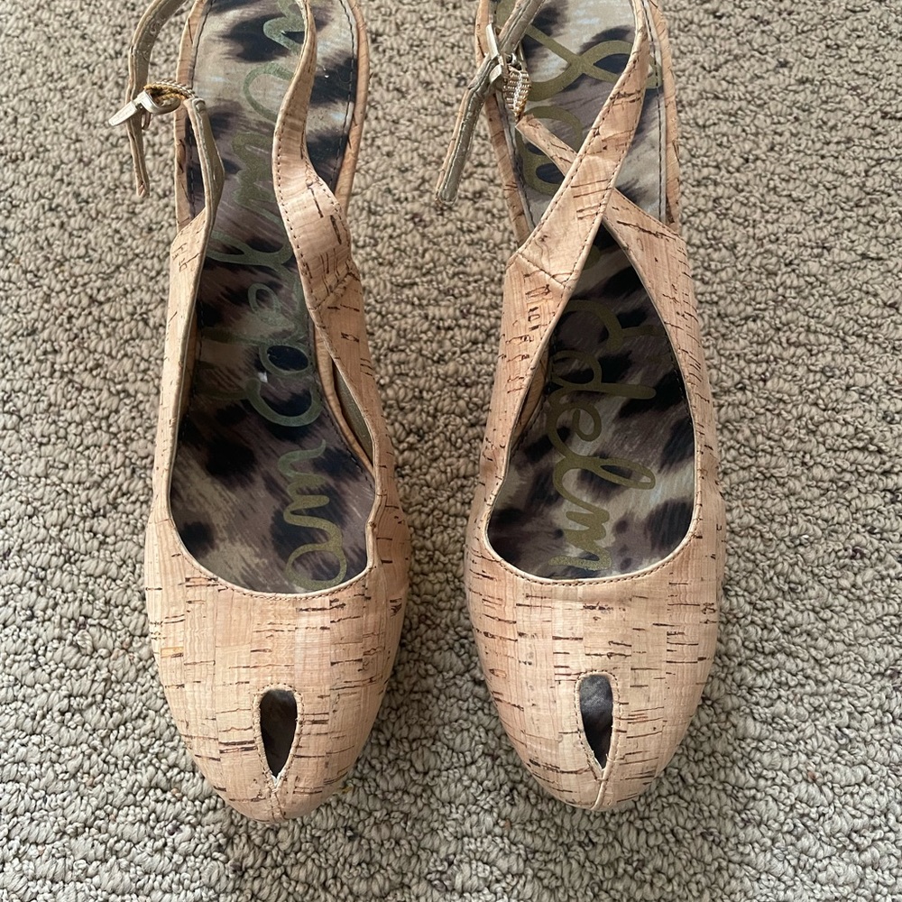 SAM EDELMAN Novato Slingback Pump Cork Stiletto - Picture 13 of 13